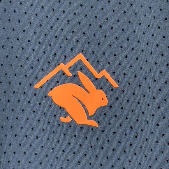 Rabbit Running T-Shirt EZ Perf Short Sleeve Performance Gym Trail Blue Men L GUC - Picture 4 of 12